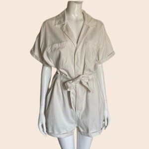 Urban Outfitters White/ Cream Utility Playsuit-romper Size Medium